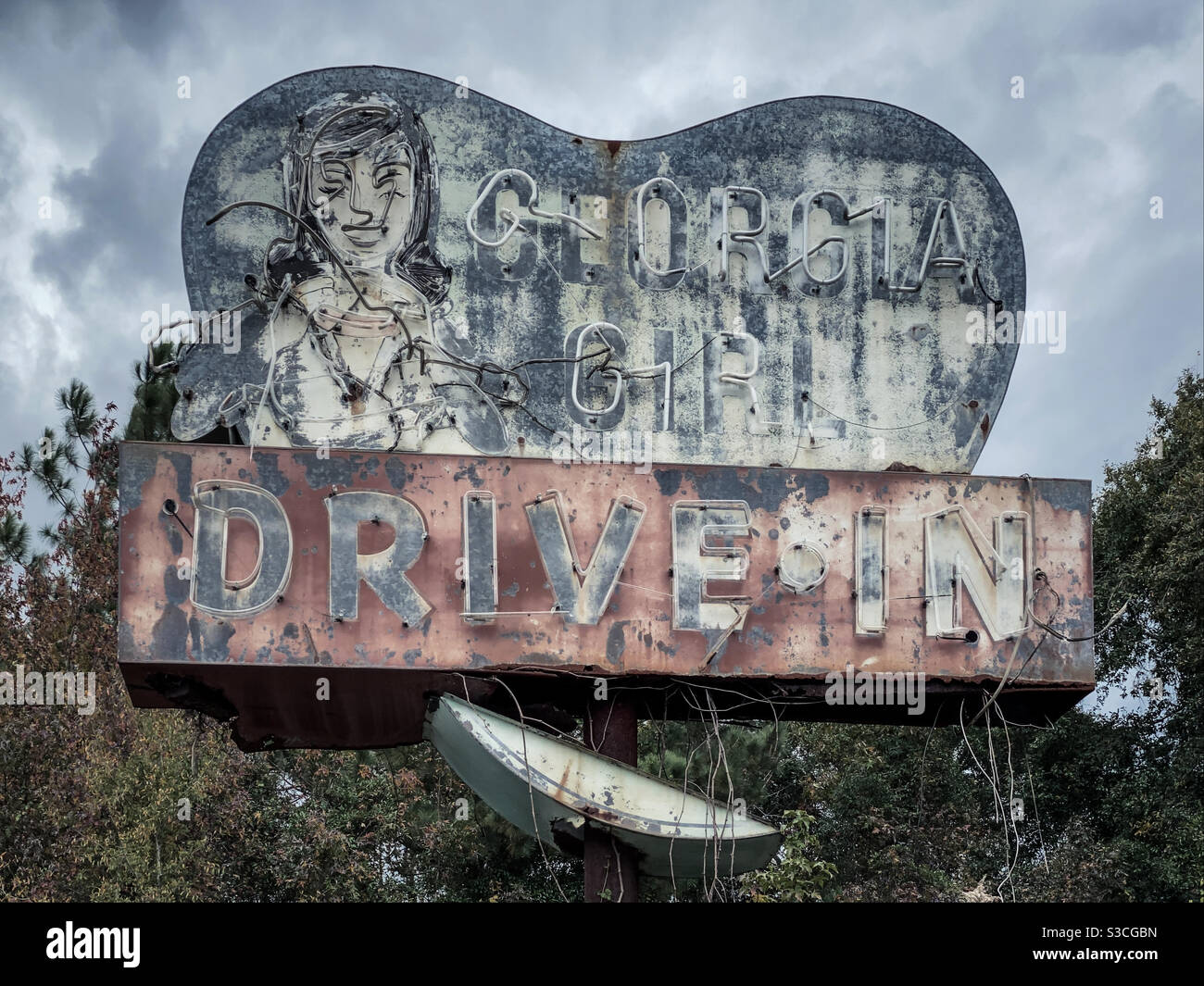 Georgia Girl Hamburger Drive-In Sign, Woodbine, Géorgie Banque D'Images