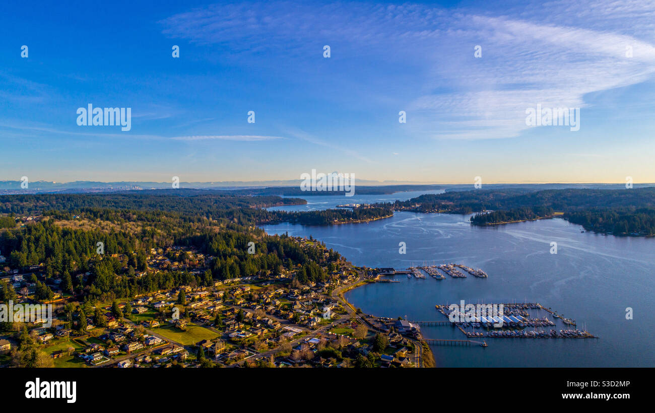 Vue aérienne de Poulsbo, Washington Banque D'Images