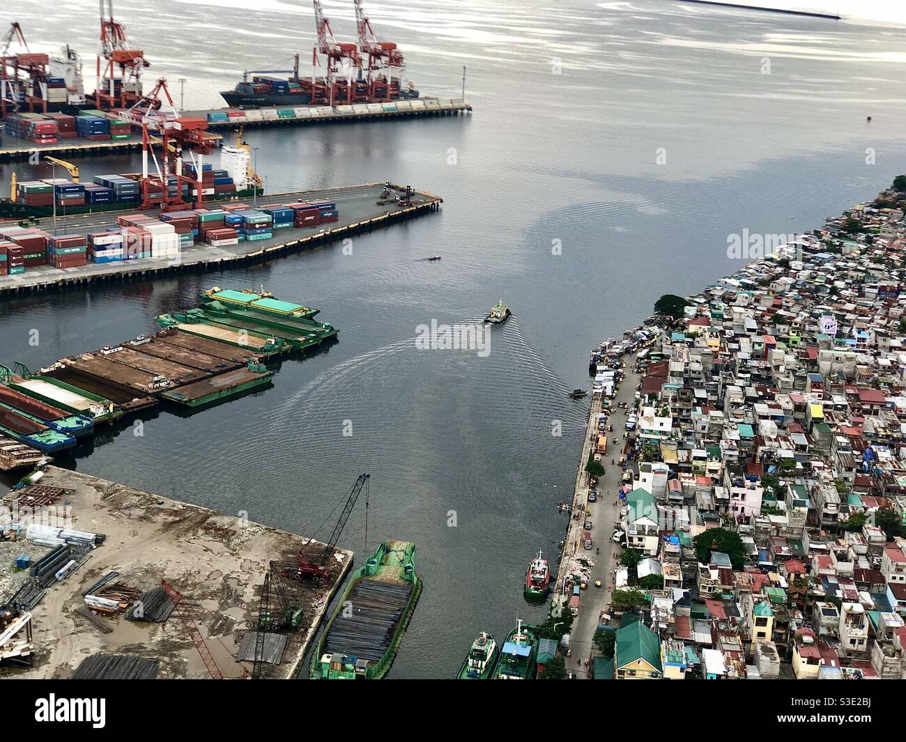 Photo aérienne du port de Manille, Philippines Banque D'Images