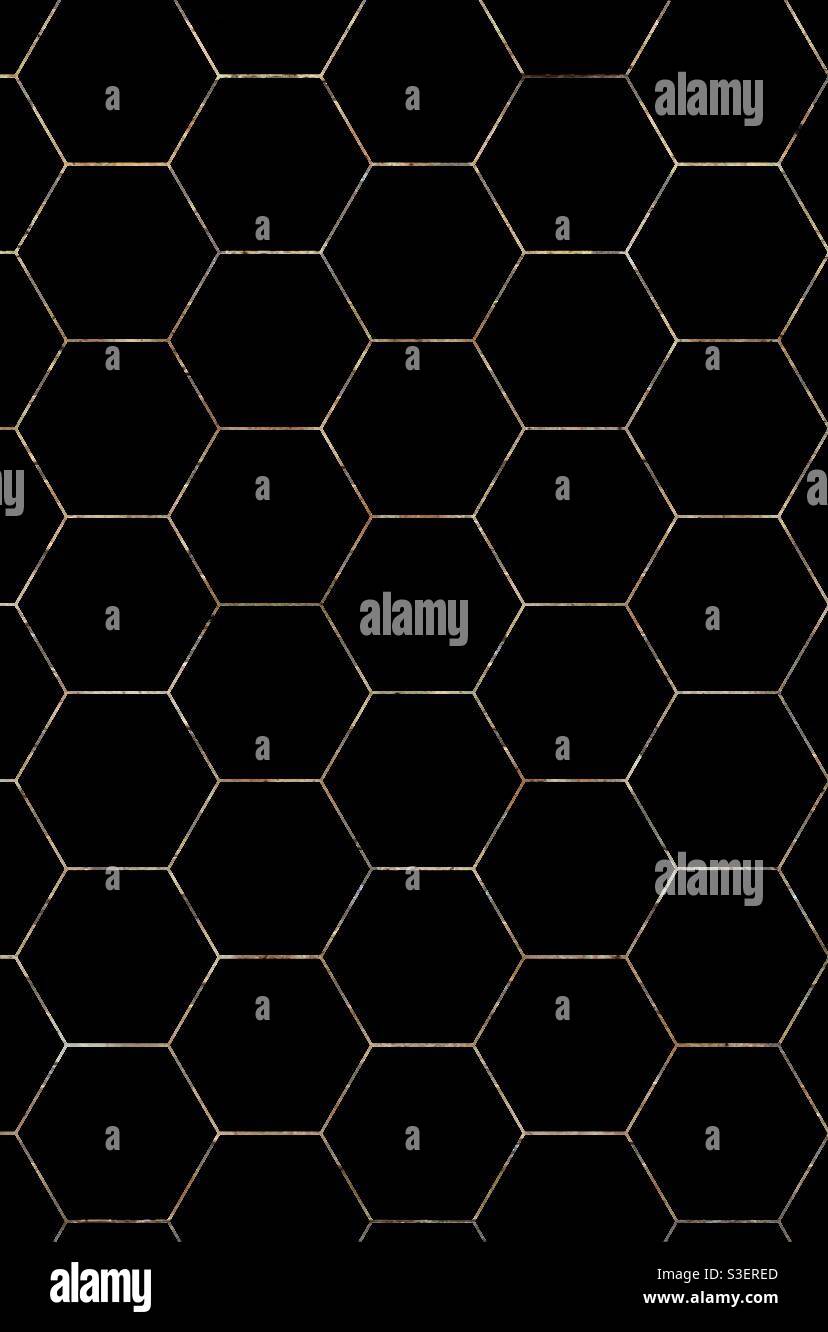 Hexagones sur noir - Image de stock capturée avec un smartphone