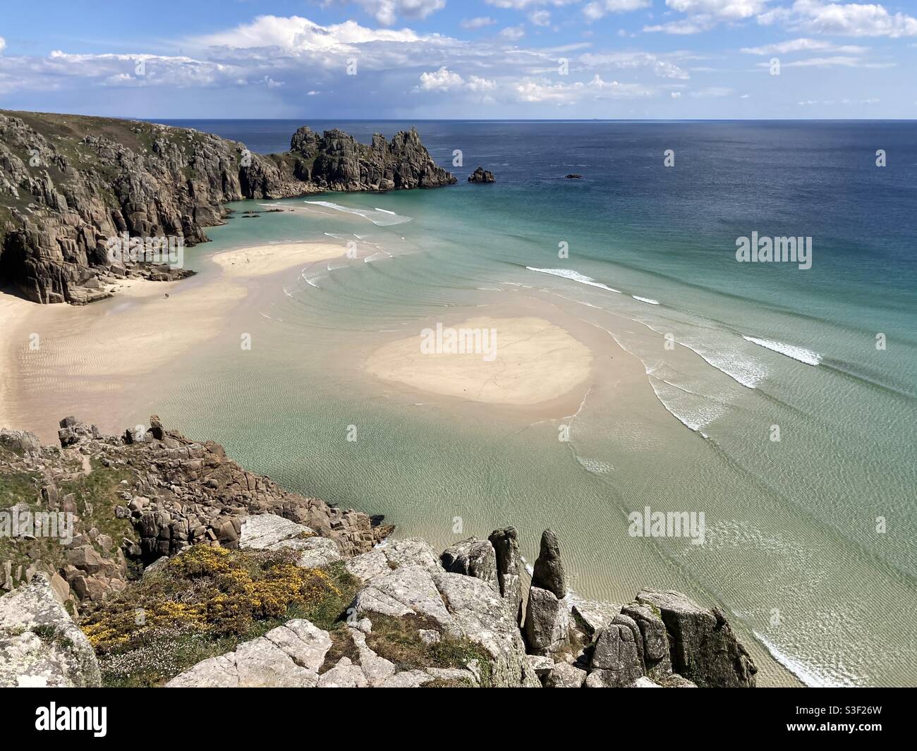 Pedn Vounder Beach, West Cornwall à marée basse - Image de stock capturée avec un smartphone