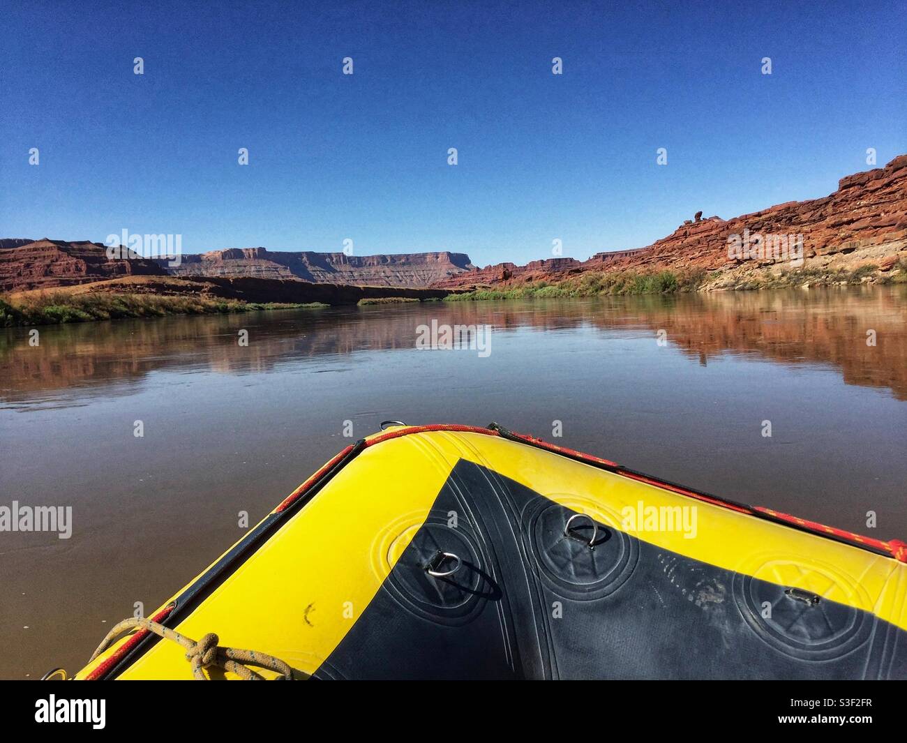 Rafting sur le fleuve Colorado près de Moab, Utah - Image de stock capturée avec un smartphone