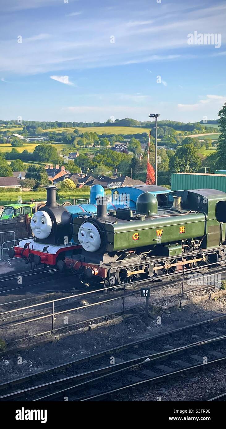 Thomas le Tank Engine sur le chemin de fer Watercress Line à Ropley, Hampshire - Image de stock capturée avec un smartphone