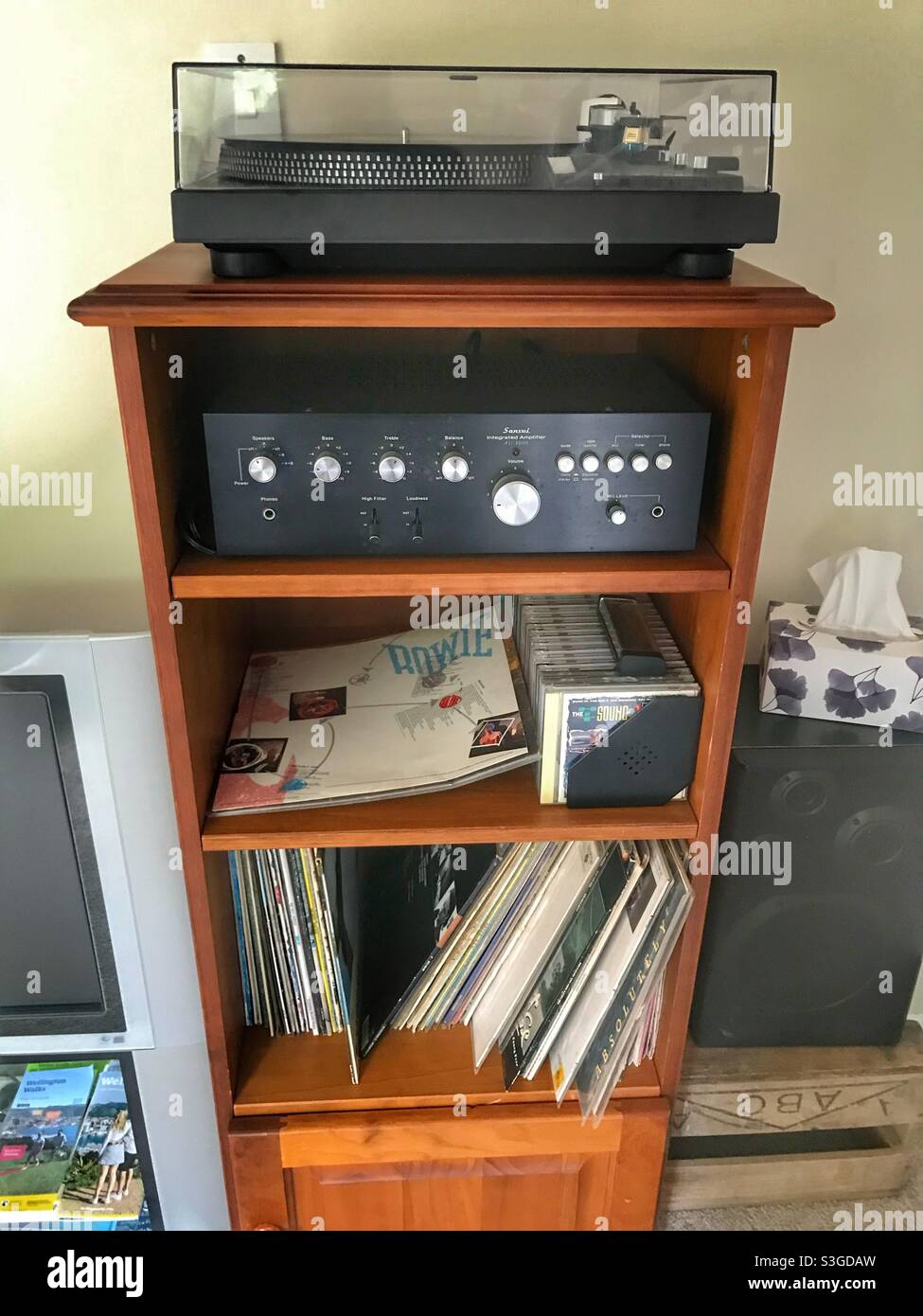 Lecteur de disques et albums en vinyle Banque D'Images