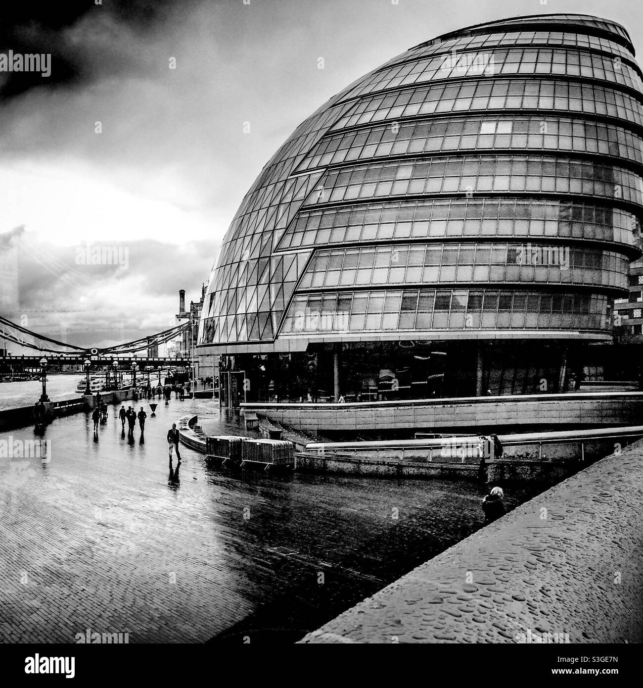 Hôtel de ville de Londres par une journée humide et grise Banque D'Images