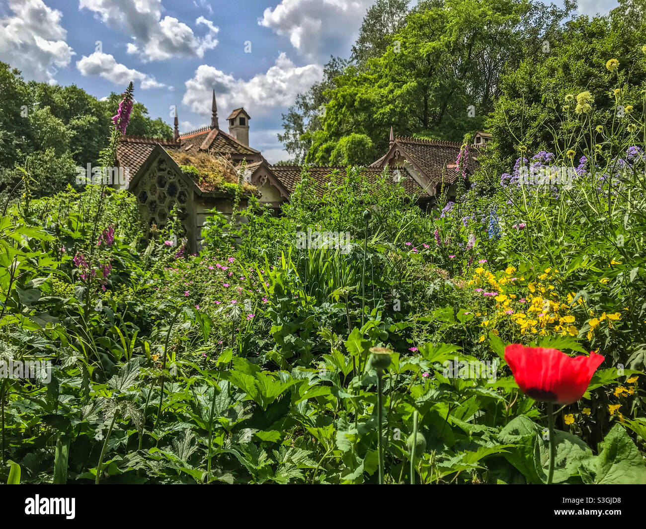 Jardin près de la petite maison dans le parc St James Banque D'Images