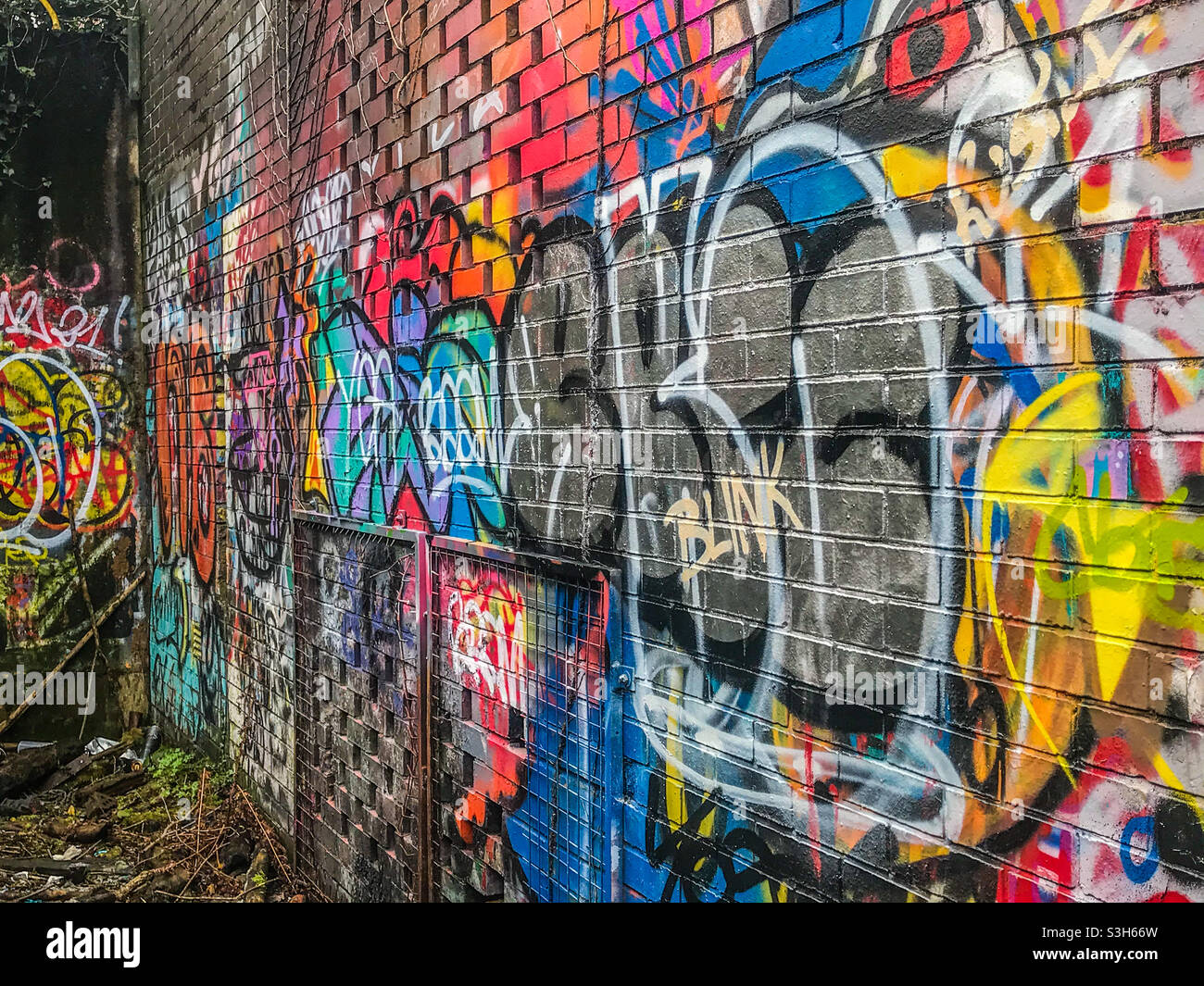 Graffiti local, Manchester Banque D'Images