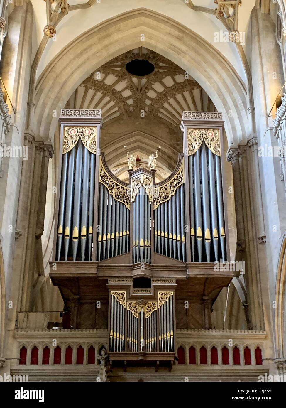 L'orgue de la cathédrale de Wells, Somerset Banque D'Images
