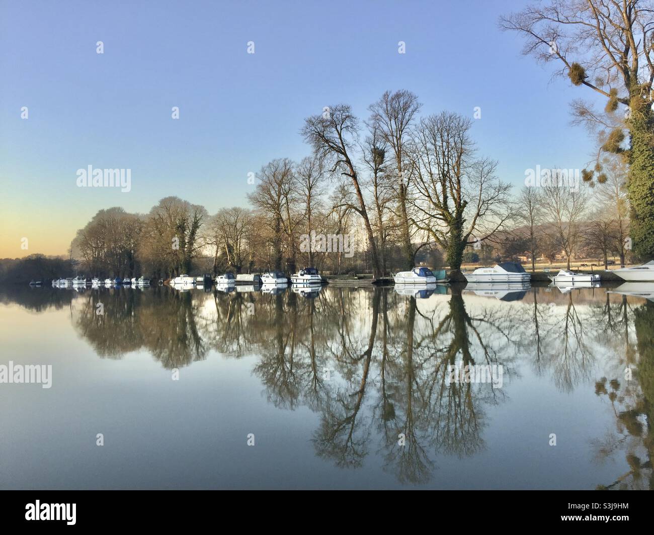 Hiver sur la Tamise à Pangbourne, Berkshire, Angleterre Banque D'Images