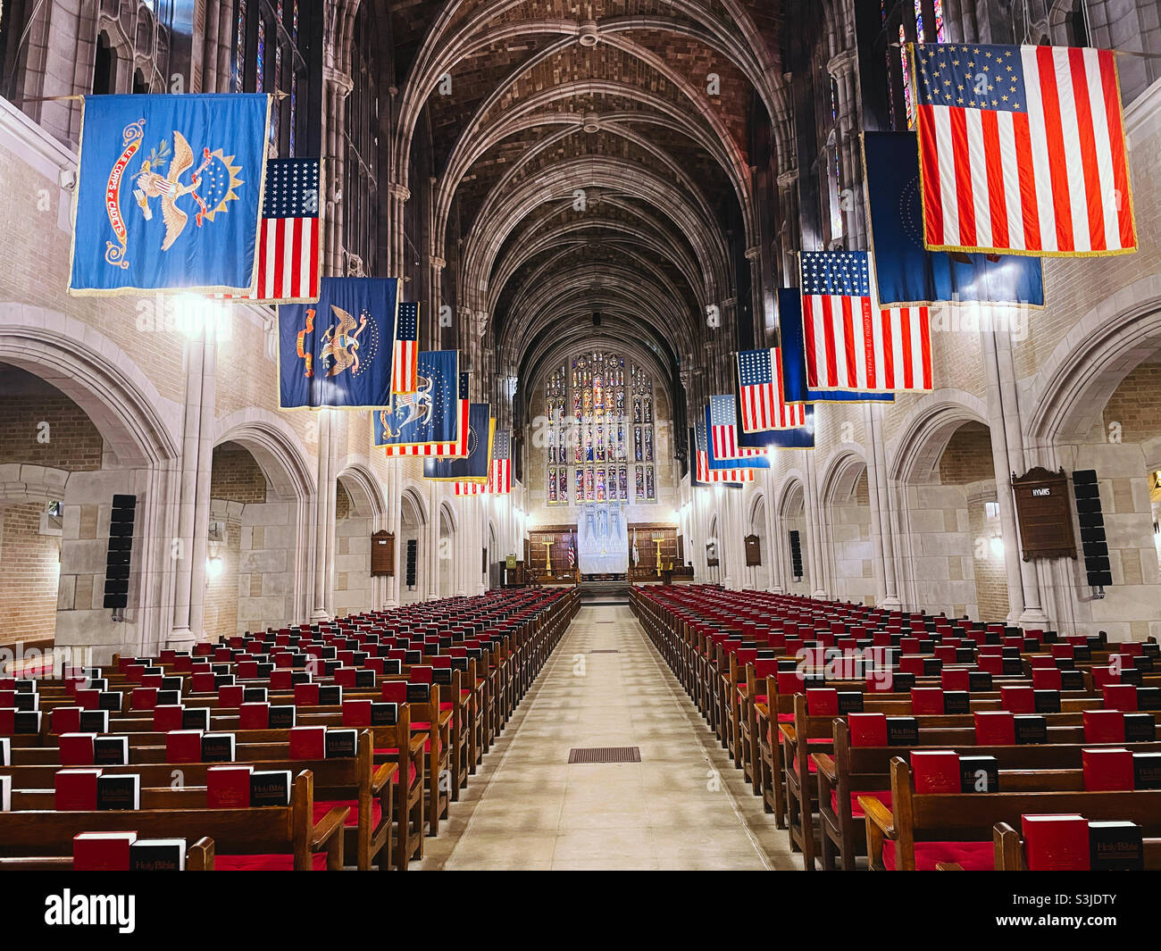 La chapelle des cadets de West point est une église adverse de l’Académie militaire des États-Unis, dans l’État de New York. Banque D'Images