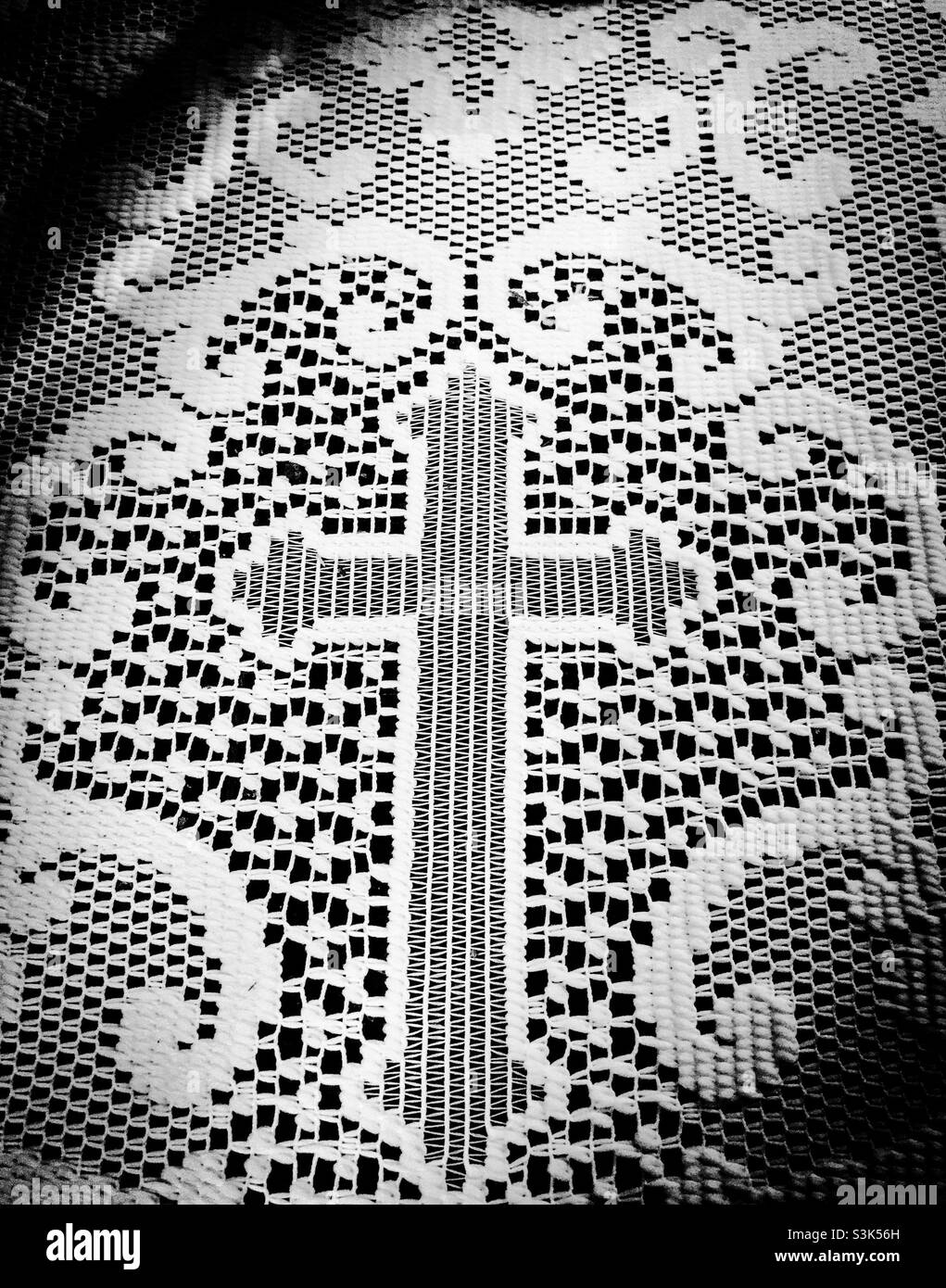 Décoration en crochet à croix chrétienne Banque D'Images