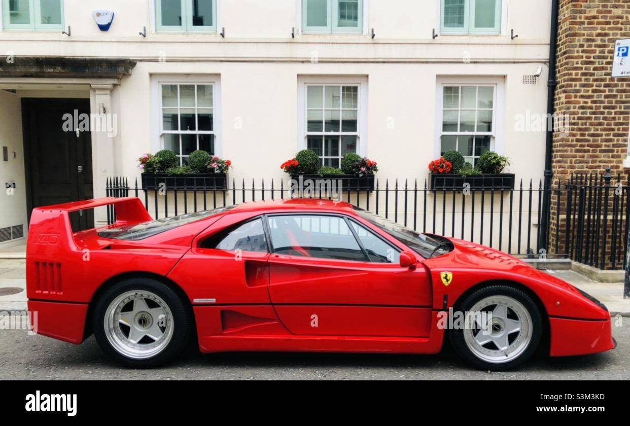 1990 Ferrari F40 - Mayfair Londres Royaume-Uni Banque D'Images