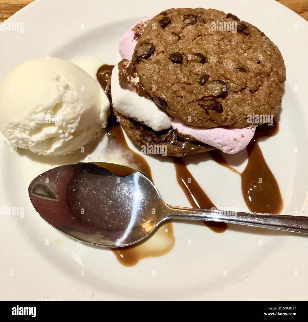 Cookie s mores et crème glacée Banque D'Images
