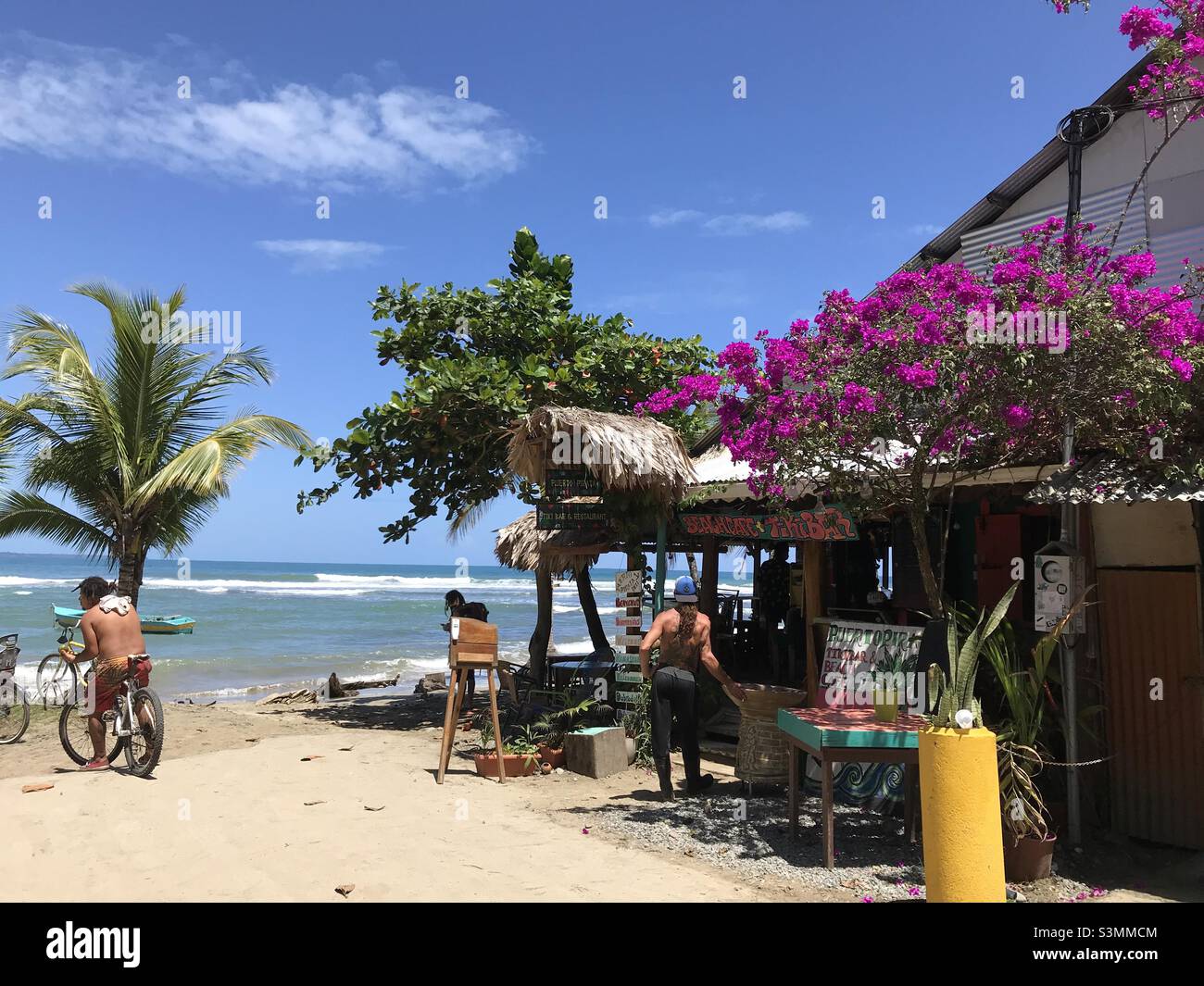 Bar de la plage, Puerto Viejo, Costa Rica Banque D'Images