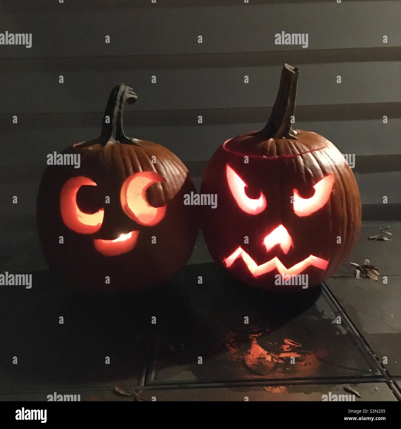 Jack-o-lanternes, citrouilles d'Halloween Banque D'Images