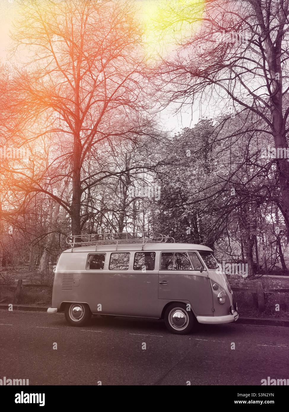 Dos VW Splitscreen Camper van Cambridge vintage Banque D'Images