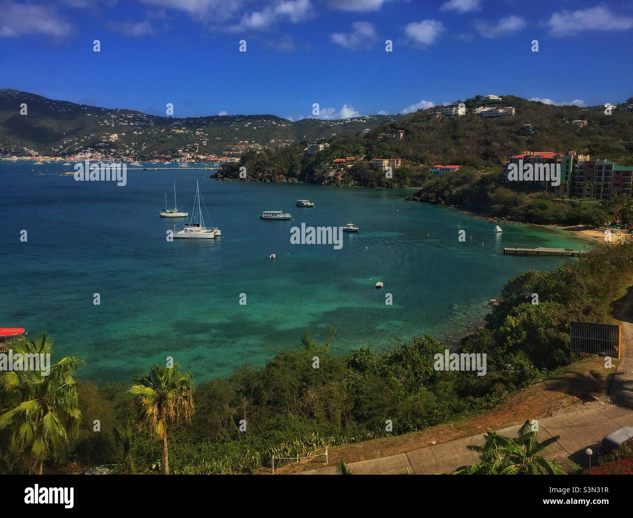 Vue sur la baie de Pacquereau, Saint Thomas Banque D'Images