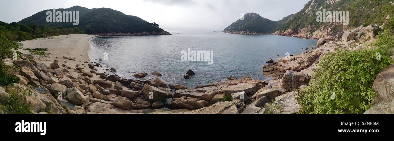 Sham wan Beach, île de Lamma, Hong Kong. - Image de stock capturée avec un smartphone