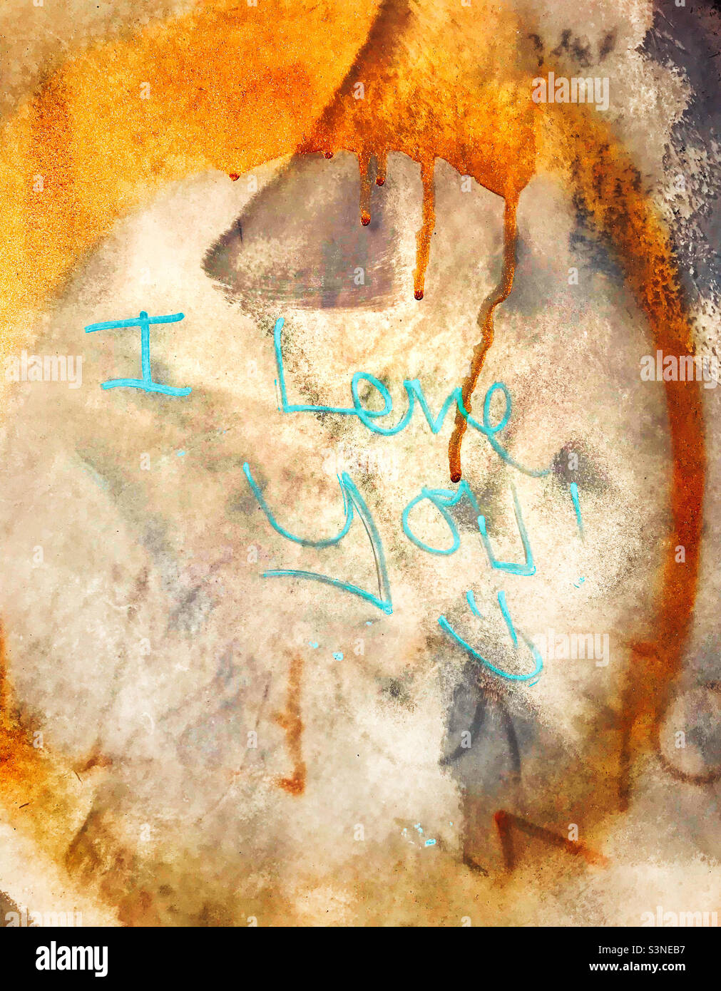 Graffiti « Je t'aime » - Image de stock capturée avec un smartphone