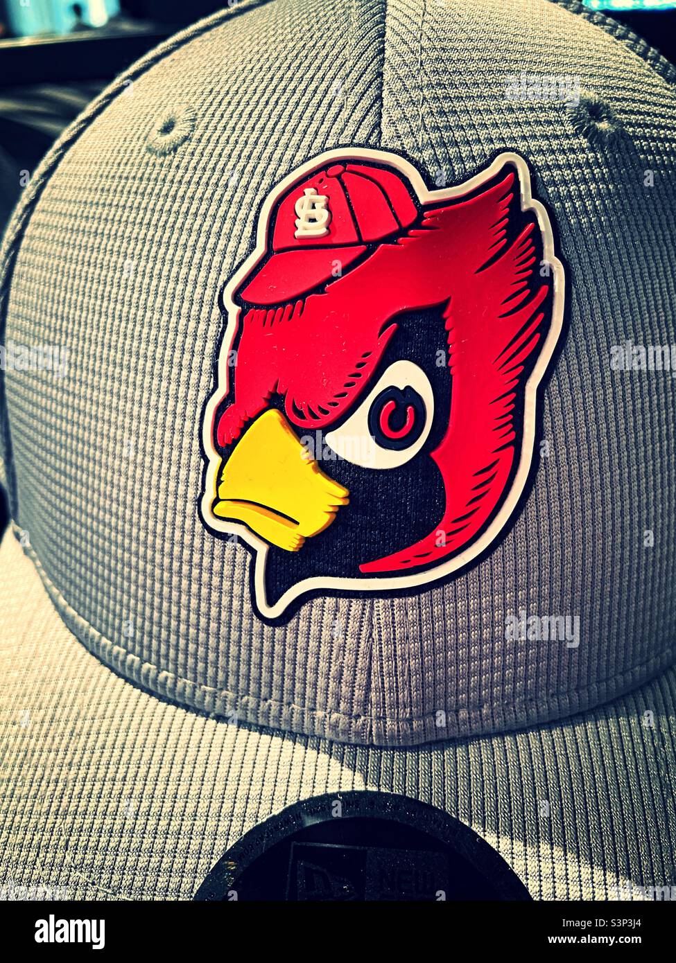 Logo cardinal à l'aspect féroce sur une casquette de baseball dans le  magasin de détail de la ligue majeure de baseball, 2022, New York Photo  Stock - Alamy