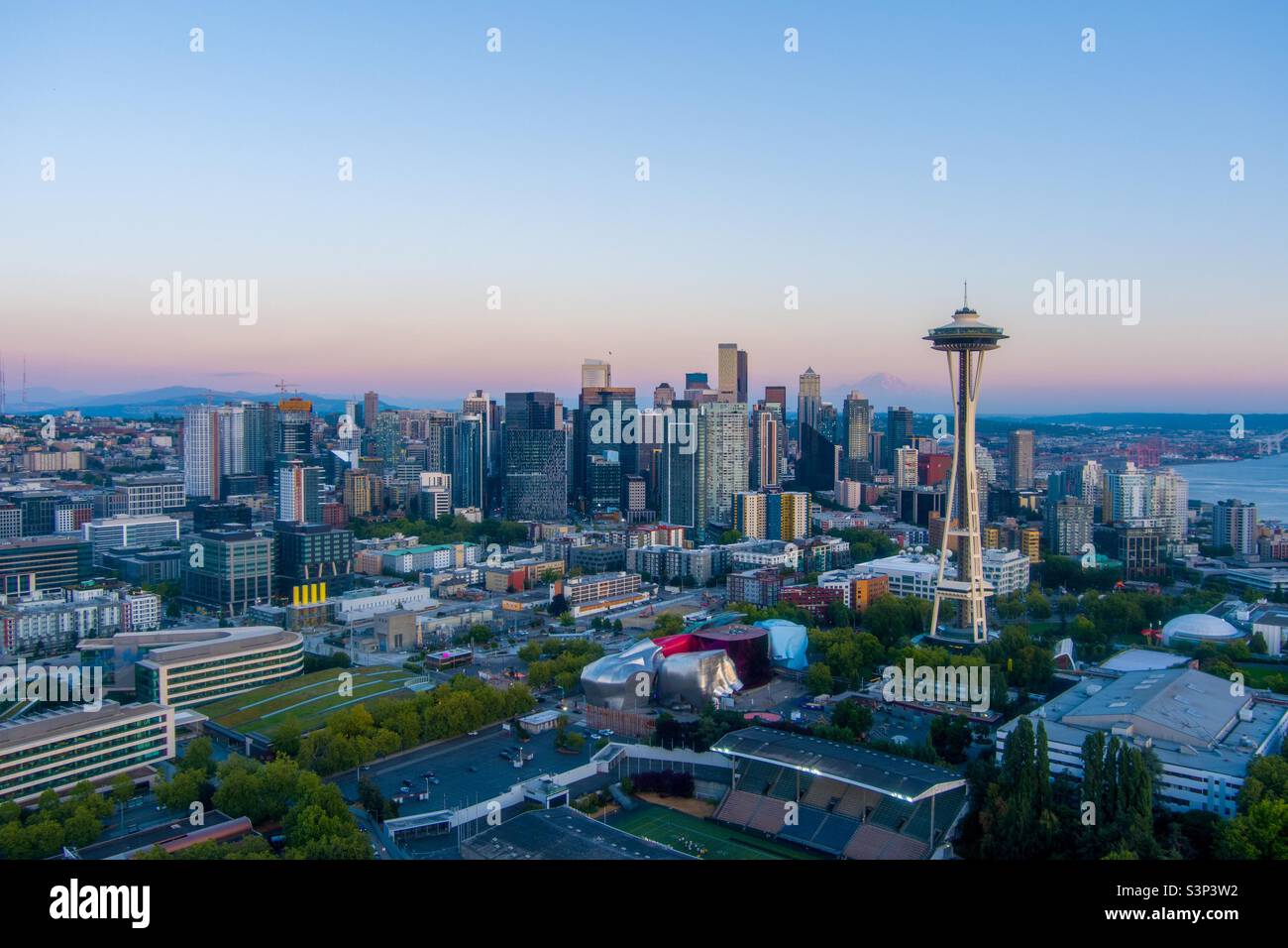 Vue aérienne du centre-ville de Seattle Banque D'Images