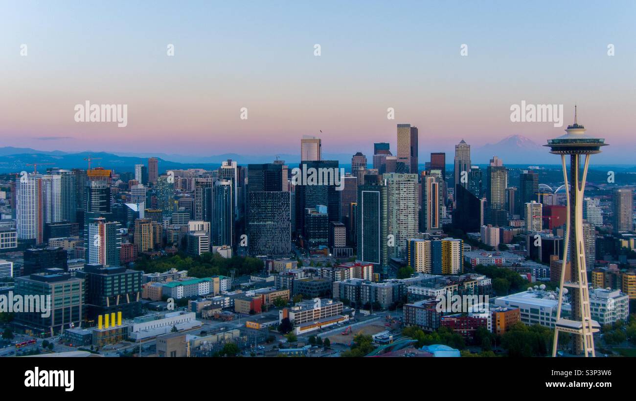 Seattle, Washington skyline at sunset Banque D'Images
