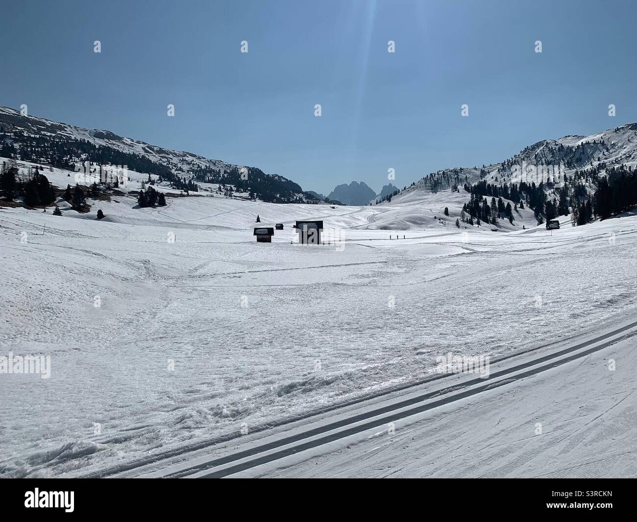 Piste de ski de fond à Prato Piazza, Italie. - Image de stock capturée avec un smartphone