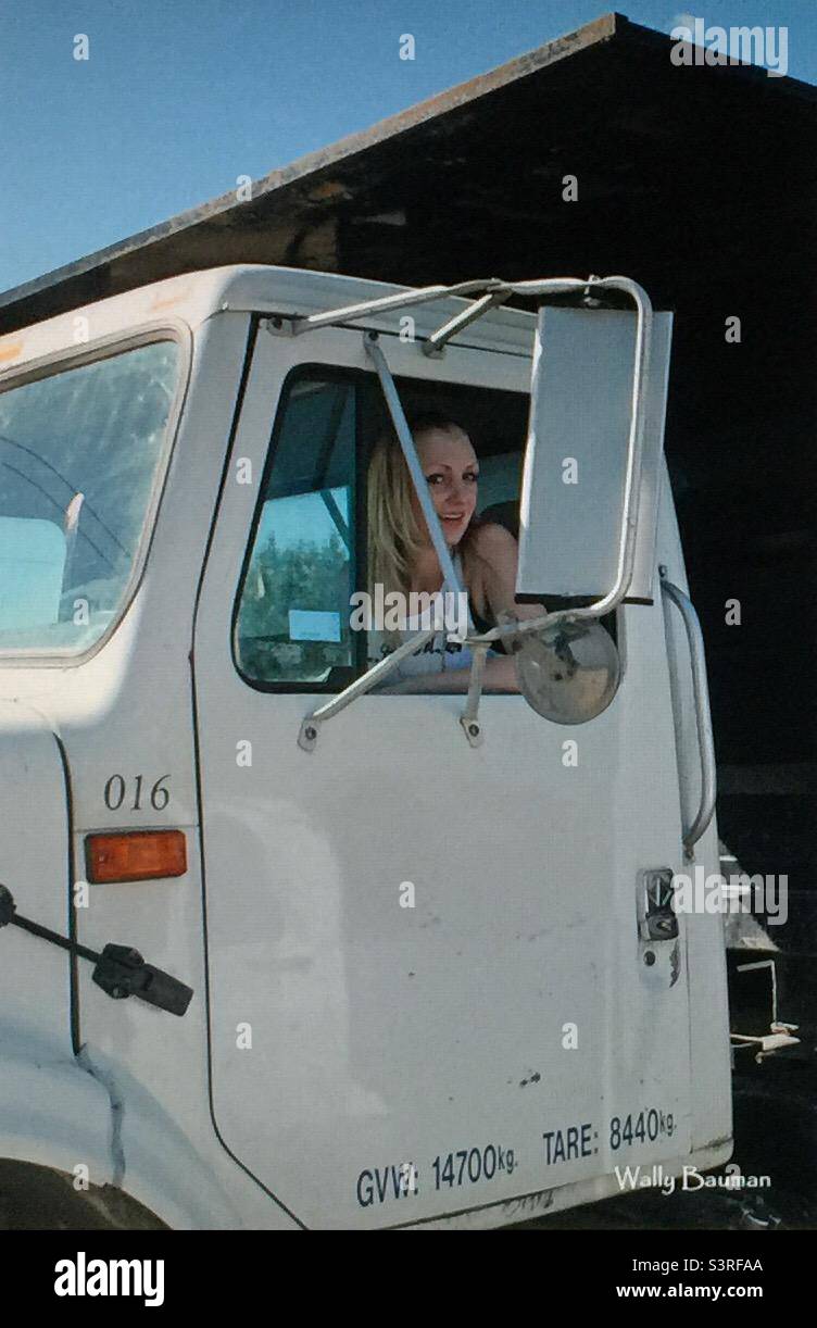 Camion, femme, conducteur de camion, camionneur, camionneur femme, Banque D'Images