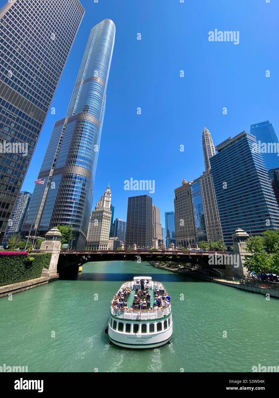Excursion en bateau sur le fleuve de Chicago - Image de stock capturée avec un smartphone