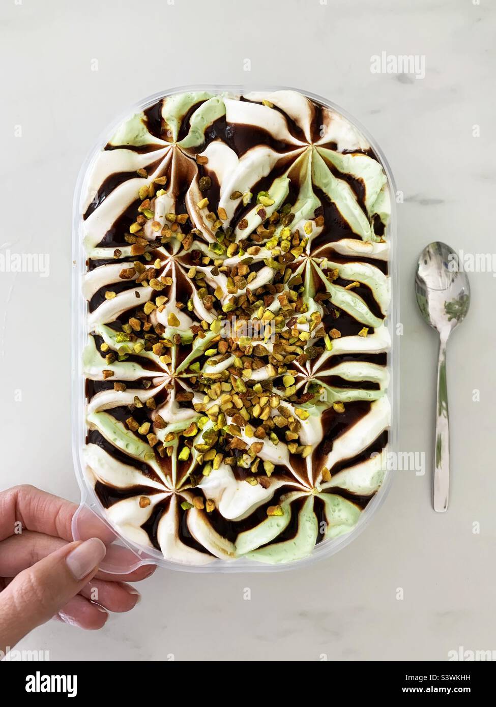 Glace au pistache d'en haut - Image de stock capturée avec un smartphone