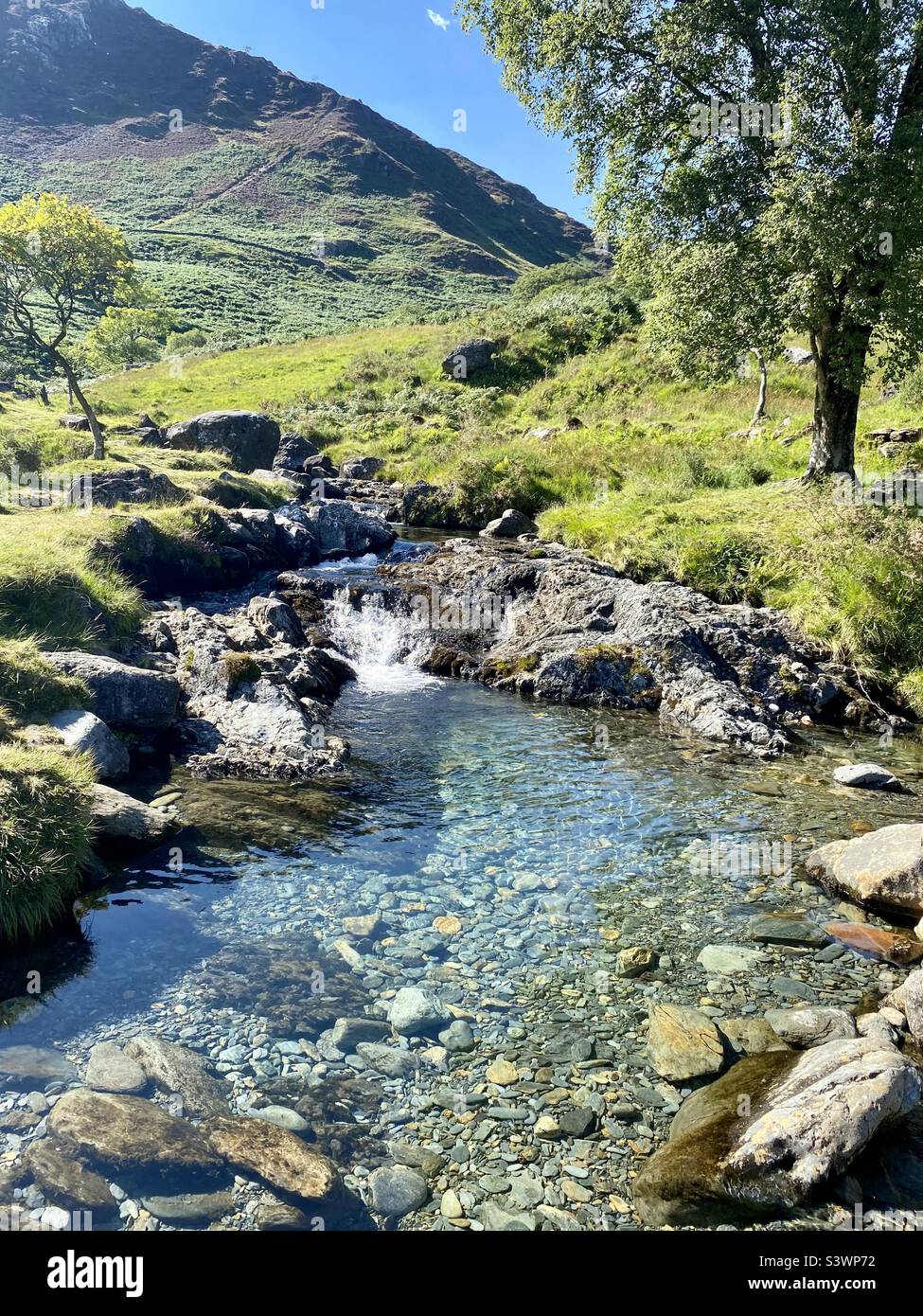 Le magnifique paysage des cascades d'Afon CWN Llan au pays de Galles, au Royaume-Uni. Banque D'Images