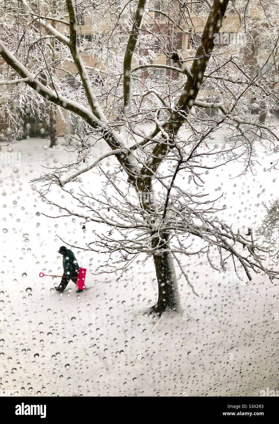 Pelletage d'hiver - Image de stock capturée avec un smartphone