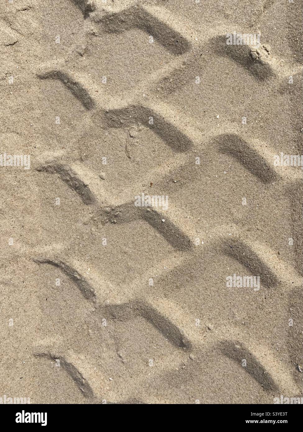 Le modèle d'une chenille de pneu dans le sable - Image de stock capturée avec un smartphone