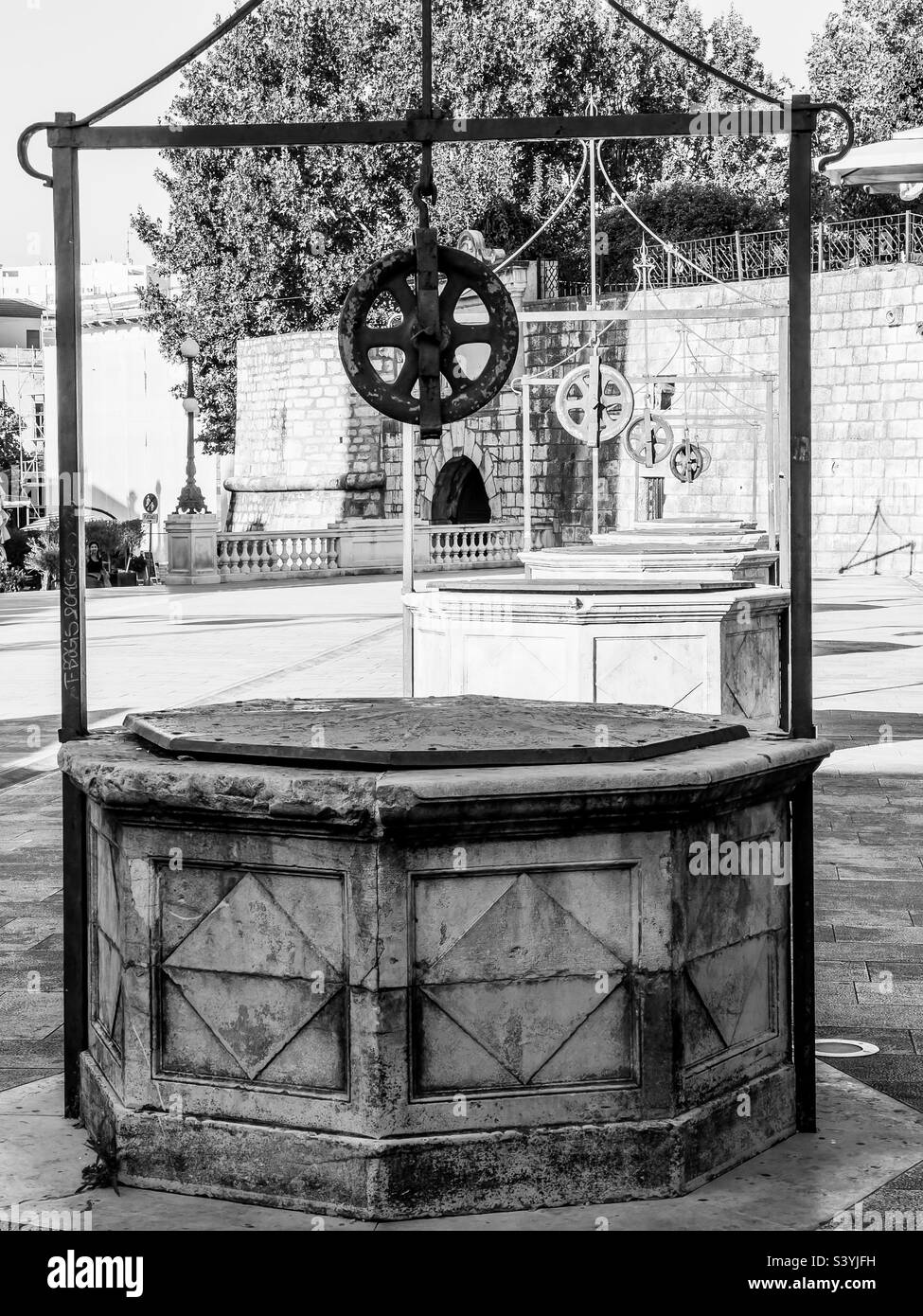 La célèbre place de cinq puits à Zadar en Croatie Banque D'Images