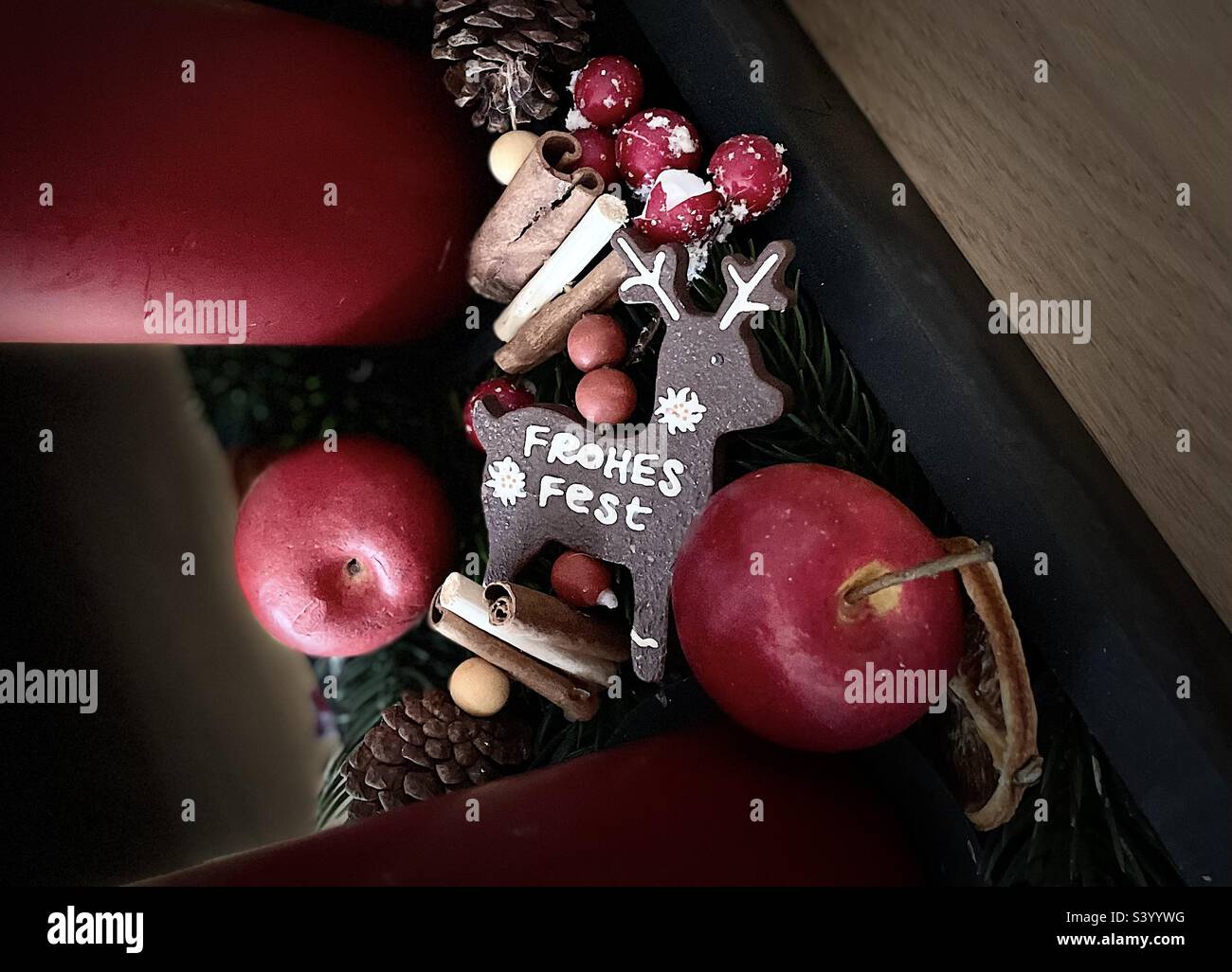 Noël, Weihnachten, Noël, Avent, Frohes, Feste, pomme, Apfel, rentier, renne Banque D'Images