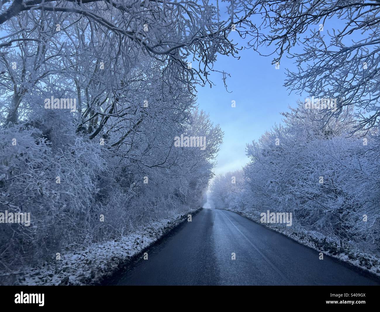 Route enneigée - Image de stock capturée avec un smartphone