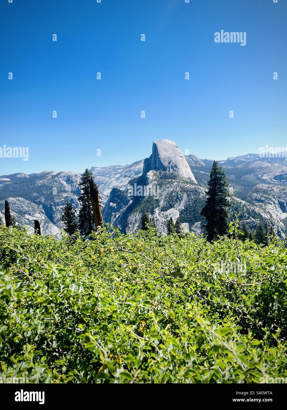 Demi-dôme par une journée ensoleillée. Parc national de Yosemite, Californie, États-Unis. - Image de stock capturée avec un smartphone