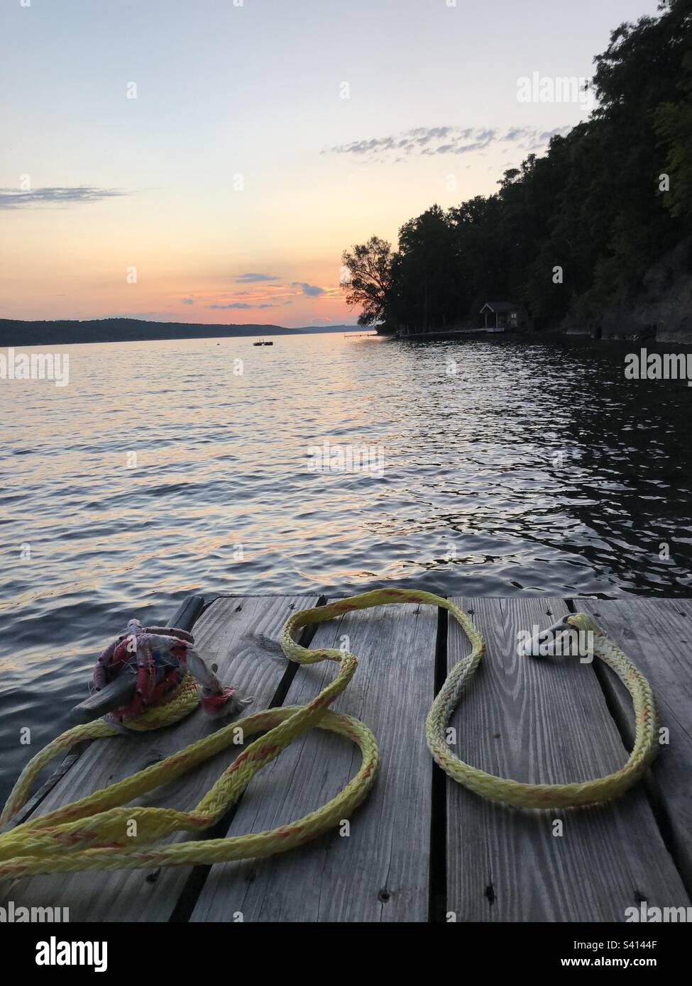 Quai à bateaux sur le lac Skaneateles Banque D'Images