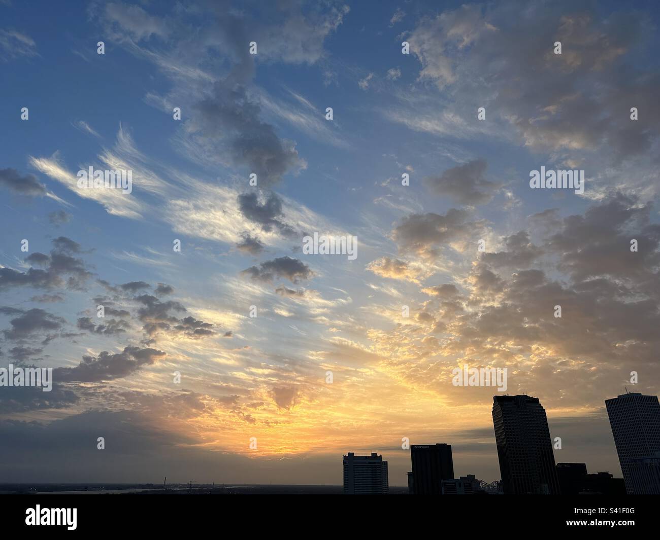 Silhouette de lever de soleil à la Nouvelle-Orléans Banque D'Images