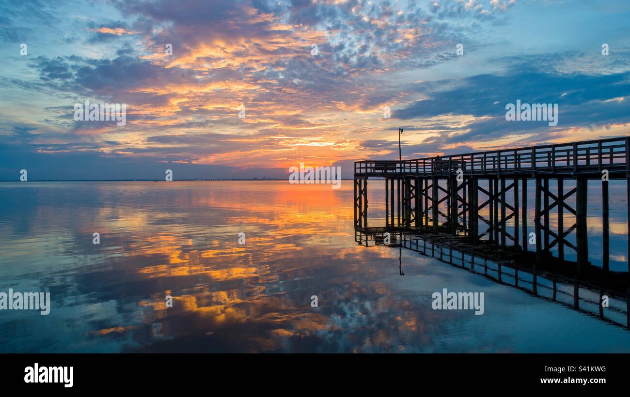 Daphne, Alabama Pier au coucher du soleil Banque D'Images