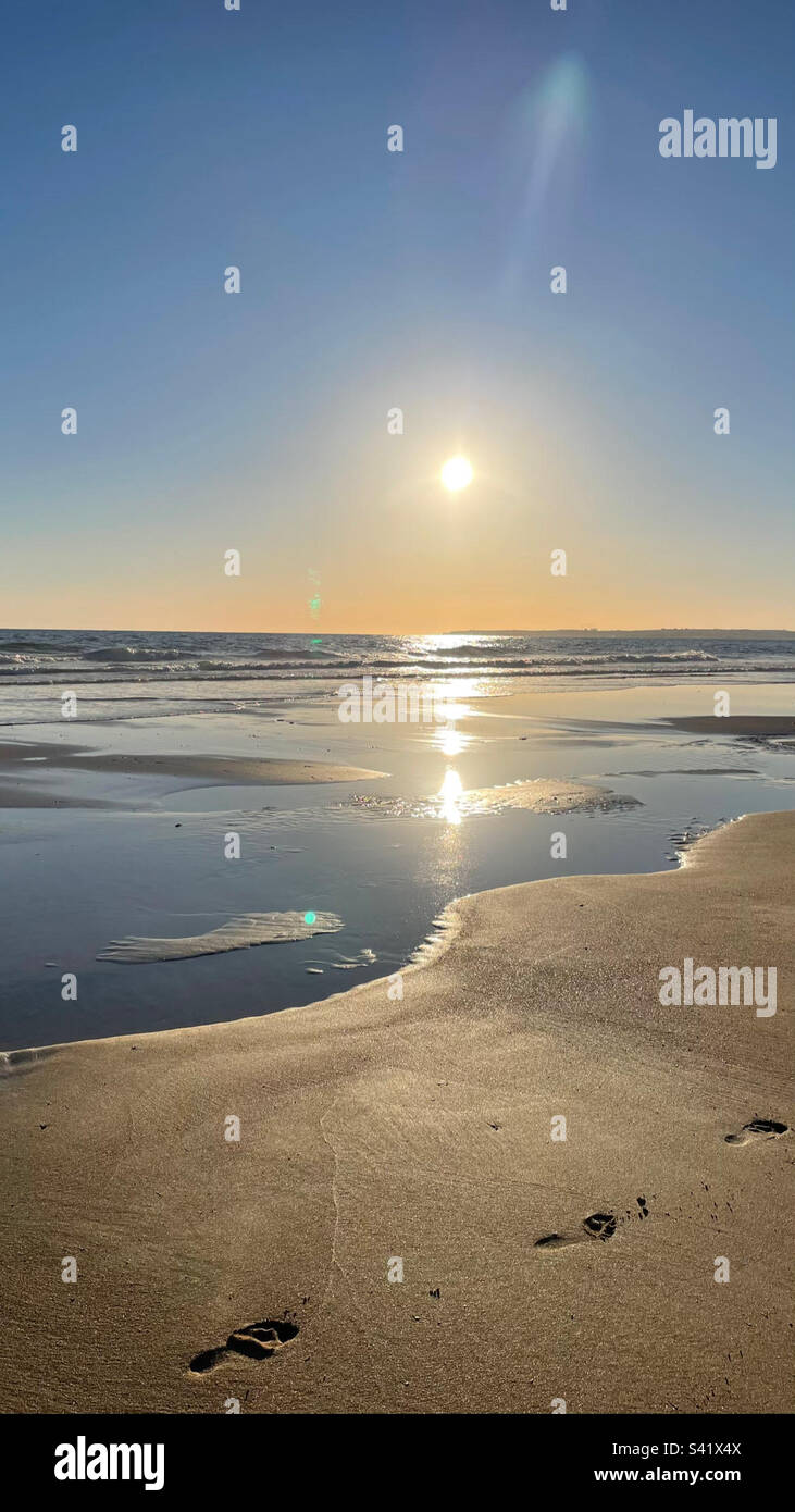 Empreintes de pieds dans le sable Banque D'Images