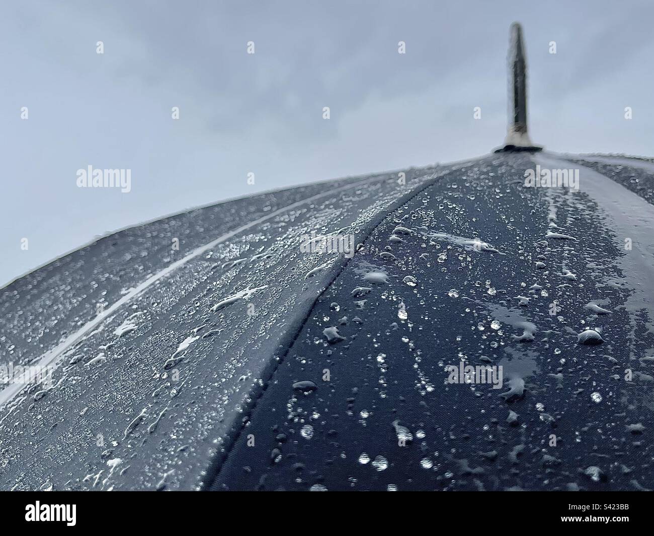 Parapluie mouillé sous la pluie Banque D'Images