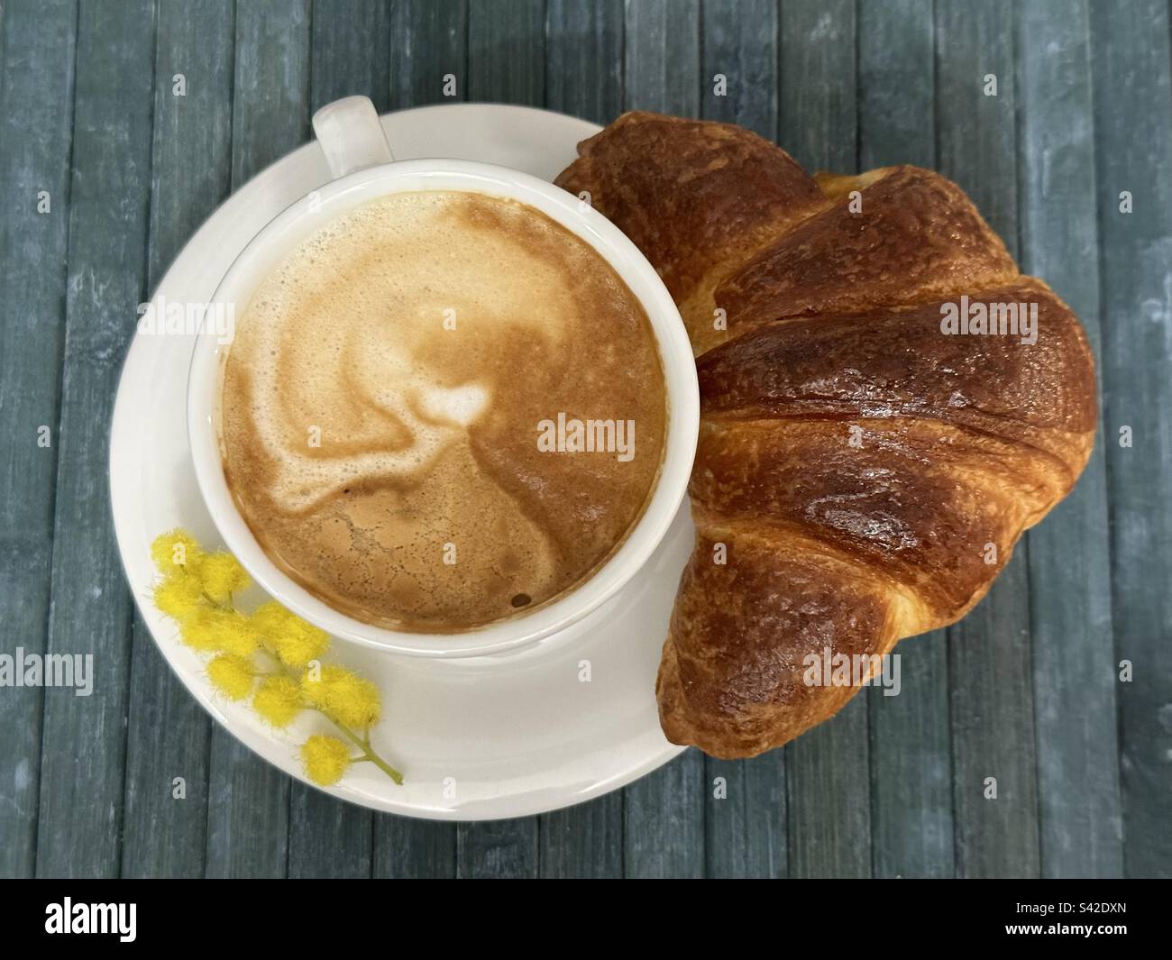 Journée internationale des femmes célébrée avec un petit déjeuner italien et des mimosas Banque D'Images