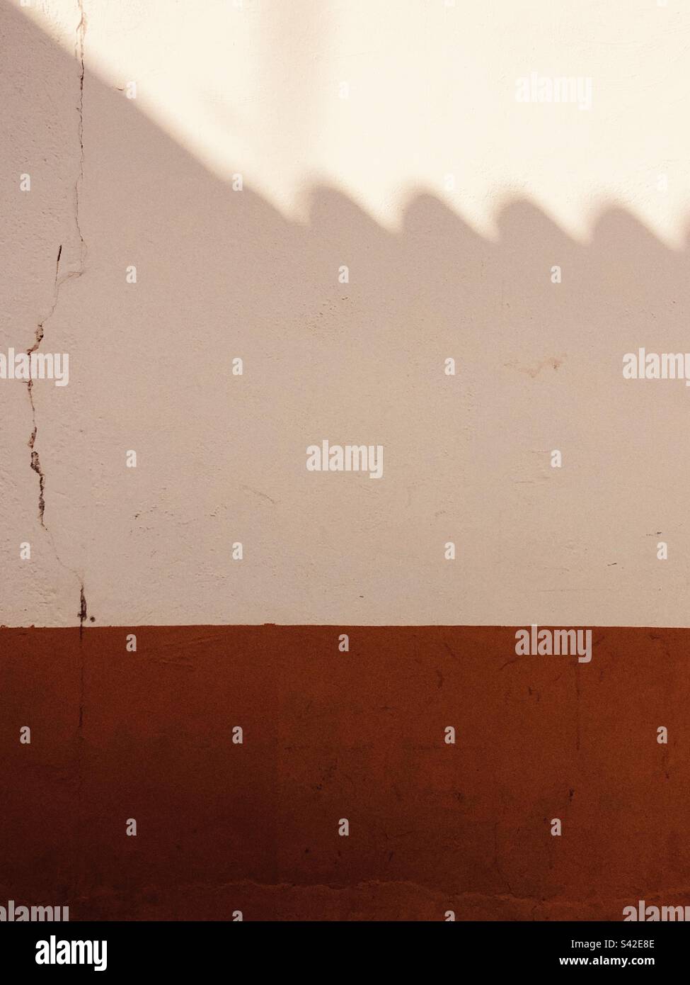 Composition minimaliste d'un mur ensoleillé avec ombre Banque D'Images