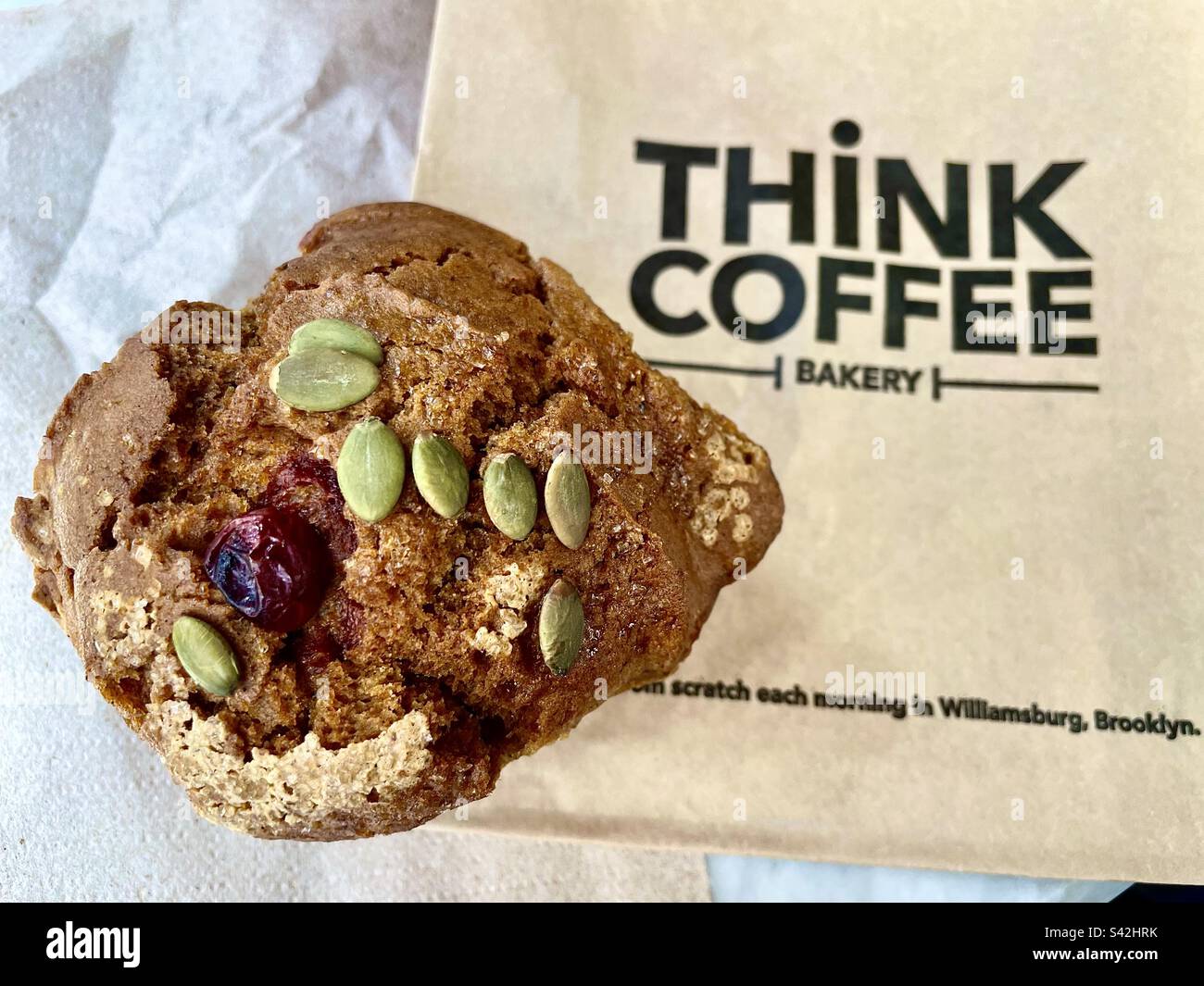 Muffin délicieux à Think Coffee Bakery à New York, États-Unis Banque D'Images