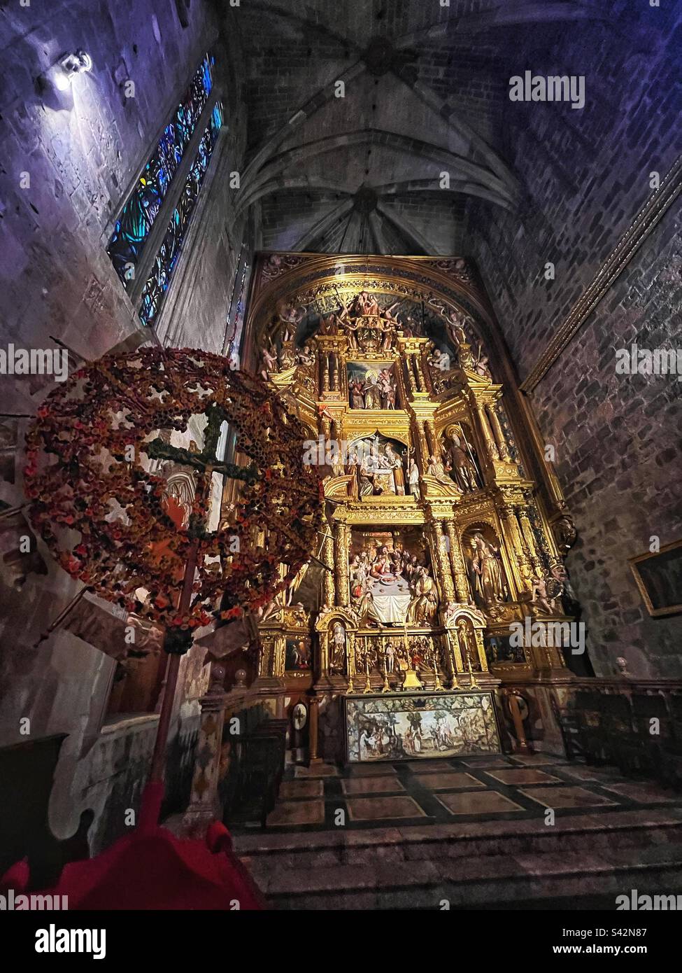 CHAPELLE DE CORPUS CHRISTI, Cathédrale de Palma de Majorque - la dernière Cène montrée. Banque D'Images
