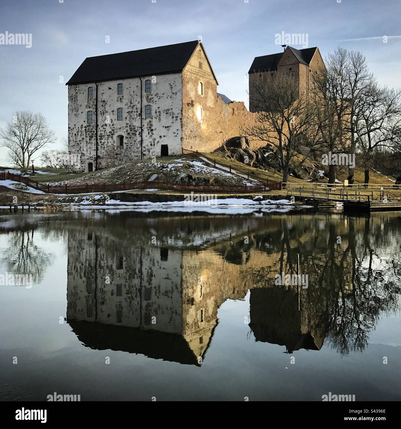 Le magnifique château ancien de Kastelholm dans l'archipel des îles Åland, dans la région de la mer Baltique en Finlande, en hiver. Banque D'Images