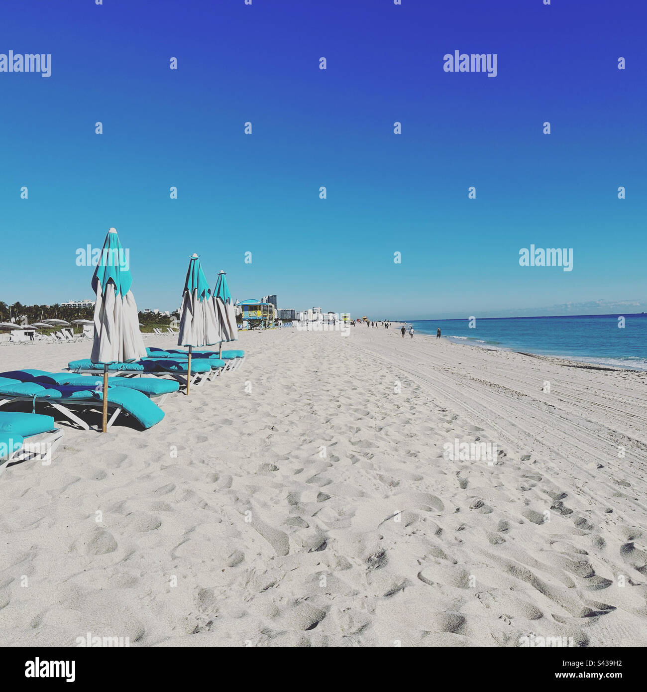 Plage, au sud de Fifth, South Beach, Miami Beach, Floride, États-Unis Banque D'Images