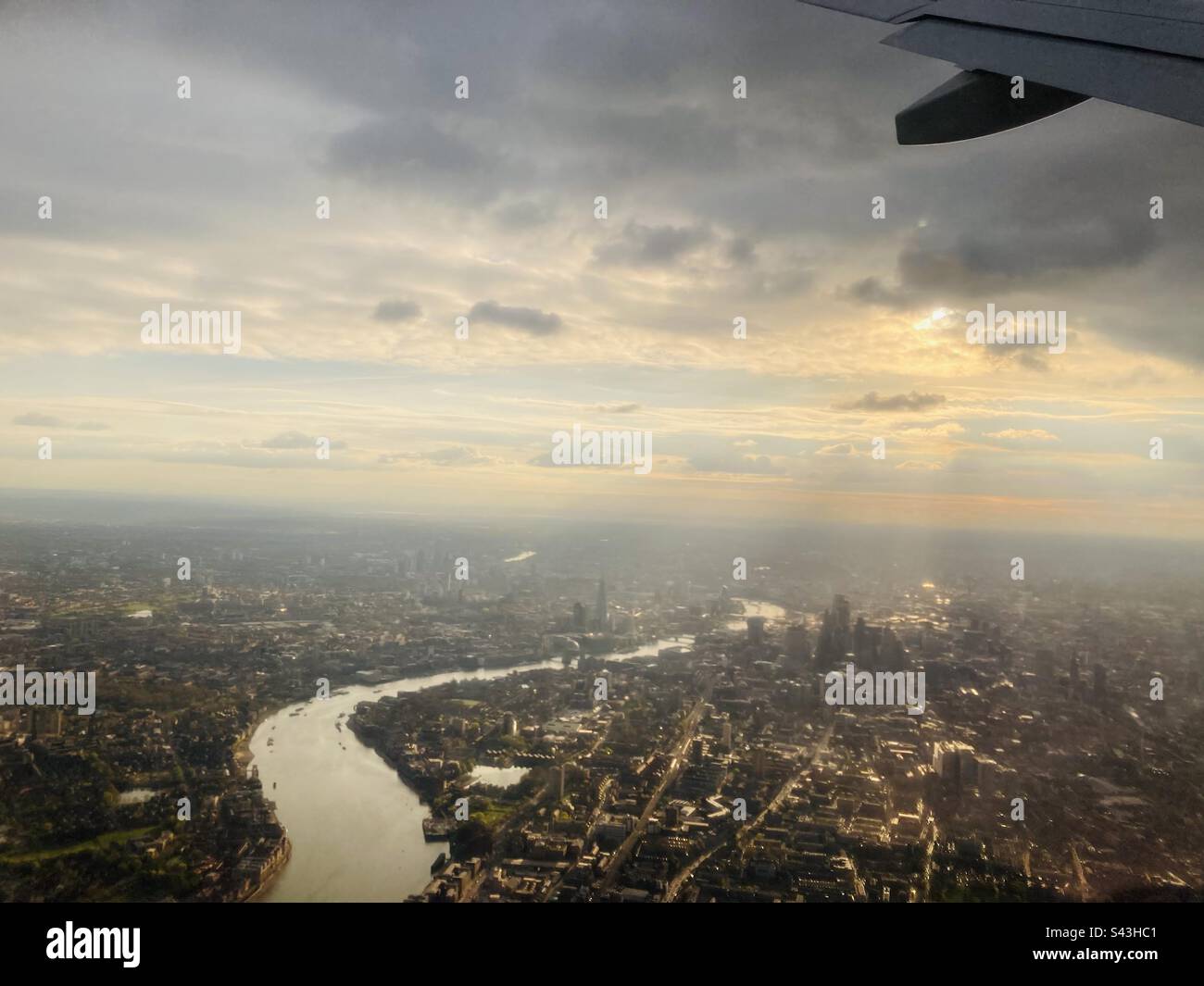 Londres et la Tamise vues depuis un avion Banque D'Images