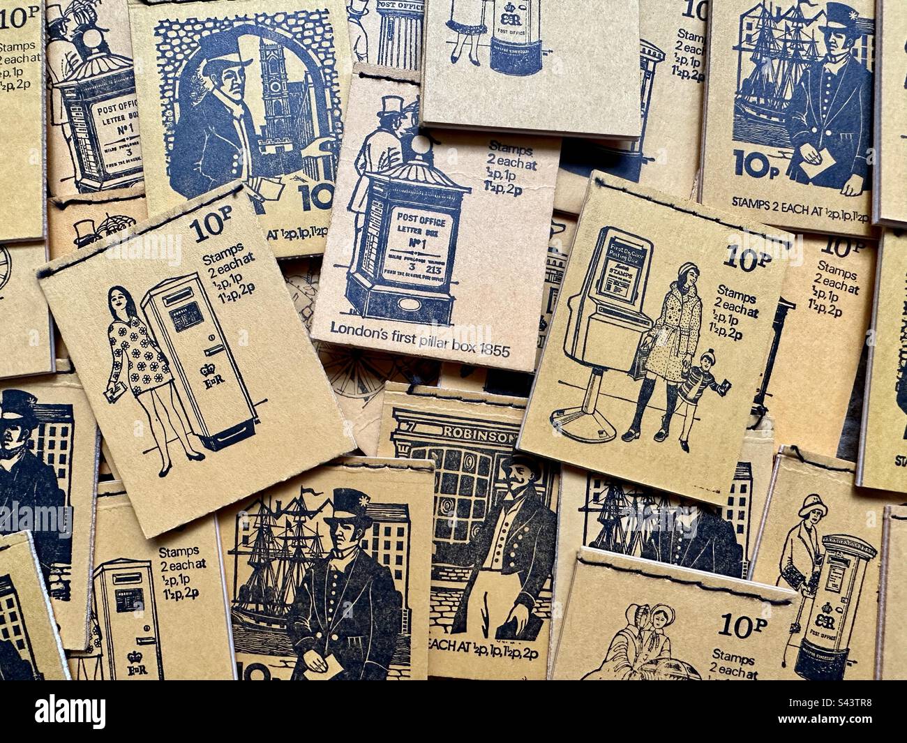 Image éditoriale des livrets de timbres vintage Banque D'Images